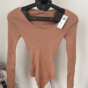 Abercrombie & Fitch Tan Ribbed Bodysuit